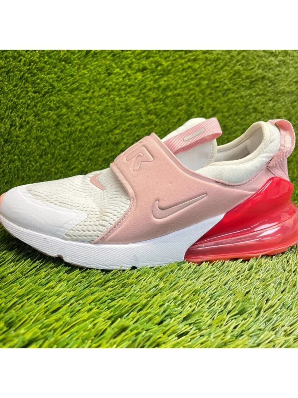 Nike Air Max 270 Extreme GS Girls Size 7Y White Pink Athletic Shoes Sneakers